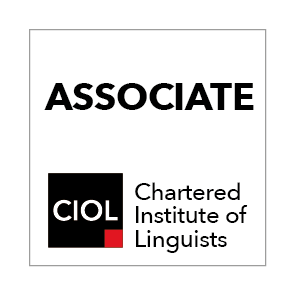 CIOL badge displayed on About page — highlighting Shaun T. Richards' certified professional status as a bilingual Spanish–English linguist and editorial QA consultant