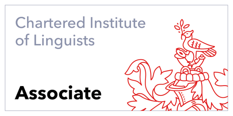 CIOL badge displayed on About page — highlighting Shaun T. Richards' certified professional status as a bilingual Spanish–English linguist and editorial QA consultant